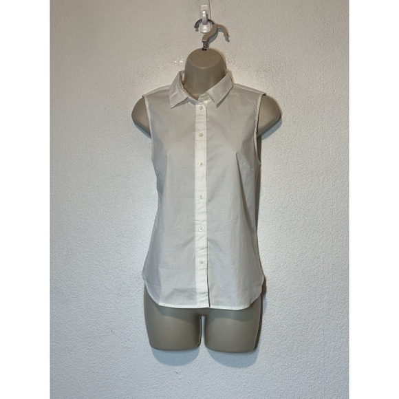 J.CREW Tops - New J Crew‎ Factory Petite Lg  White Sleeveless Shirt Core Basic Casual Office